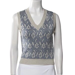 Acne S style Blue and Silver Knit Sleeveless Sweater
